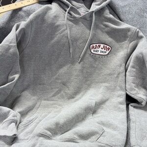 VTG Ron Jon Surf Shop Gray Hoodie pocket Sweatshirt Pullover KeyWest Large
